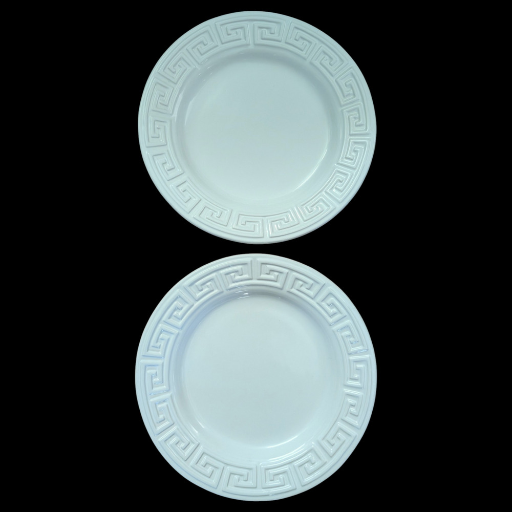 Happy Chic by Jonathan Adler Elizabeth Greek Key Salad Plates Set of 2 White